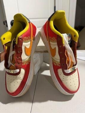 Nike Air Force 1  Sneakers in Red, Orange, Yellow & Cream